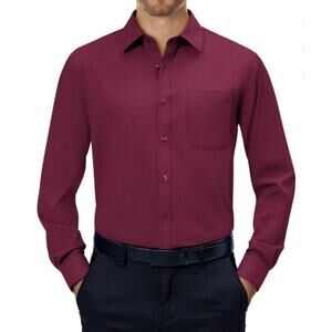 Alimens & Gentle NEW Mens Size 3X Flex Luxury Button-Up Dress Shirt Burgundy Red
